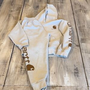 Carhartt Light Beige Hoodie and Jogger Set with Brown Logos